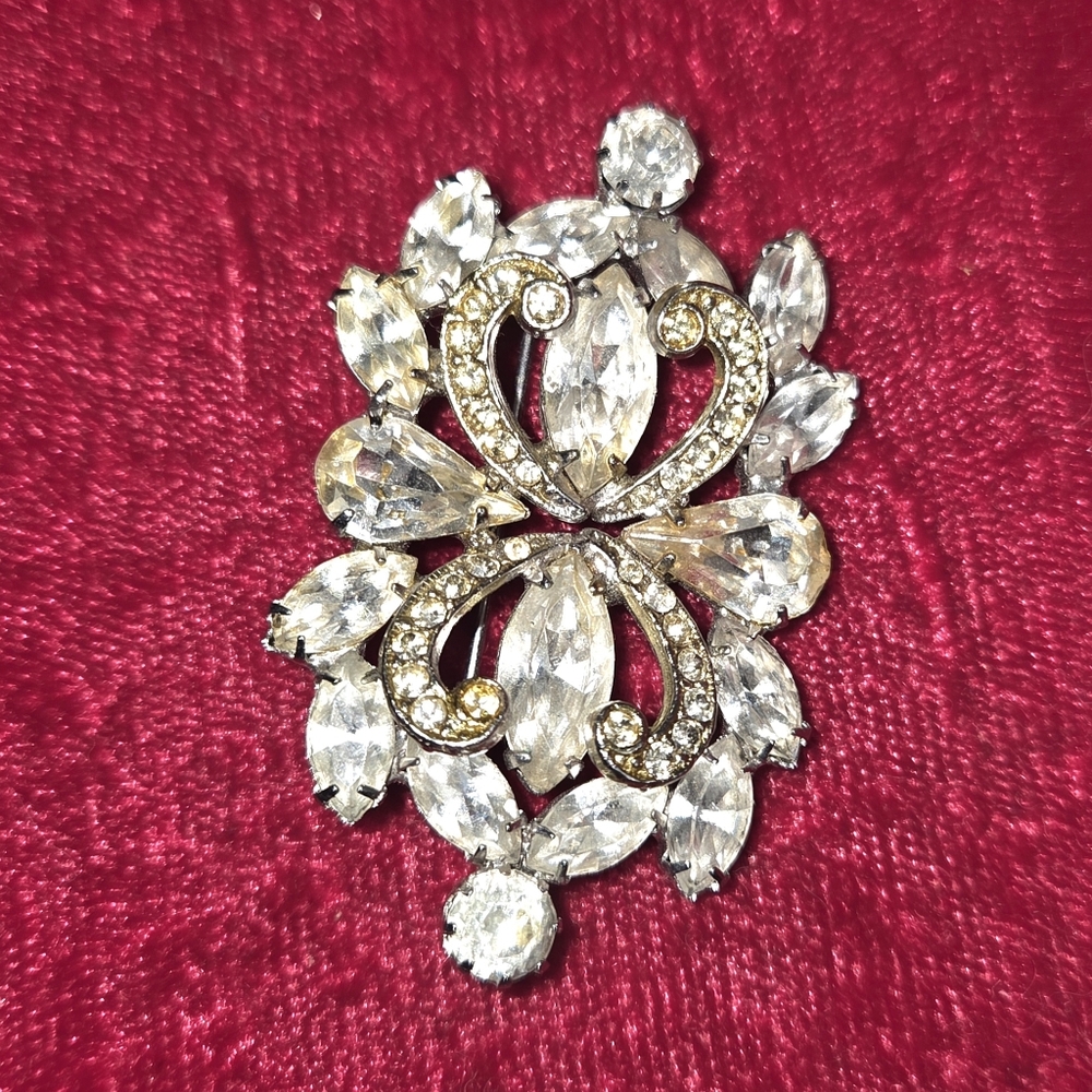 Albert Weiss Silver and Crystal Brooch